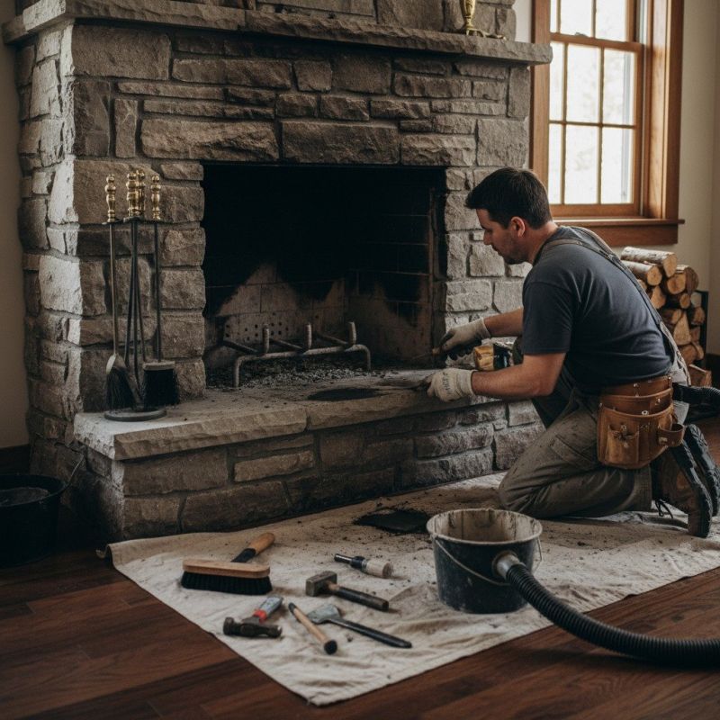 Stone Fireplace Makeover