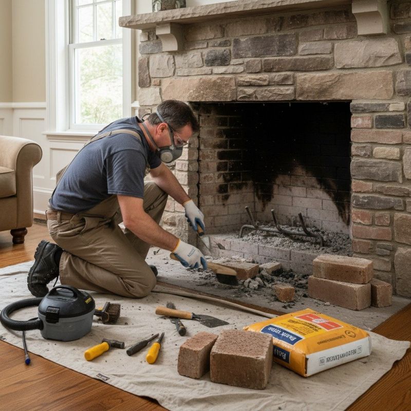 Stone Fireplace Makeover