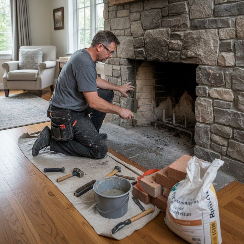 Stone Fireplace Makeover
